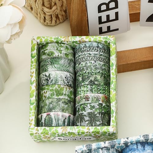 18 Rolls Seasons Flowers Washi Tape Set Floral Arts Adhesive Tapes Blooming Garden Decorative Masking Tape Sets for Craft, Kids, Scrapbook, DIY, Gift Wrapping (Summer)