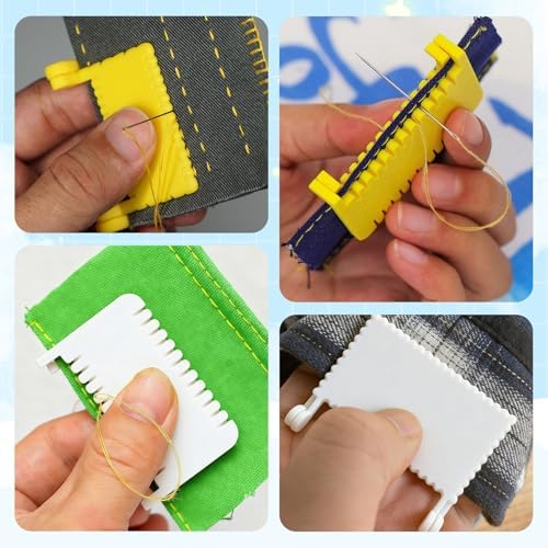 Edge Stitch Lock and Sewing Gauge, 2026 New Clip-On Sewing Ruler, 3mm 4mm 5mm Spacing, Quilting Template for Hand Sewing, Even Stitches for Beginners (3pcs White)