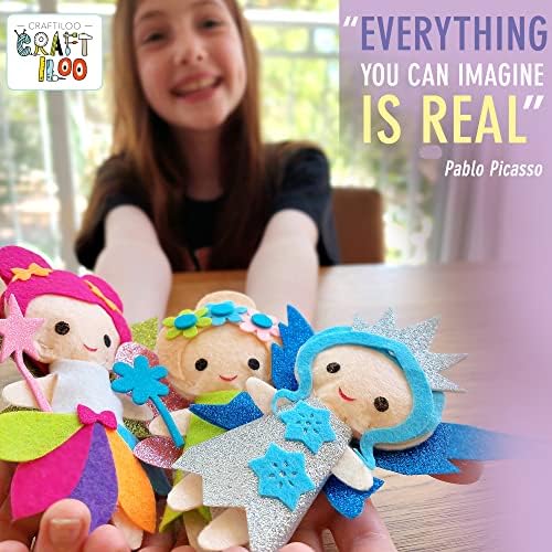 Fairy Sewing Kit for Kids Ages 5-12 - Beginner Kit, 5 Pre-Cut Felt Dolls