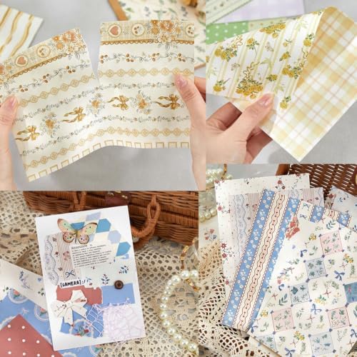 60 Sheets Scrapbook Paper, Double-Sided Vintage Floral Scrapbooking Paper Scrapbook Supplies for Cards, Journals, Tags, Albums, DIY Crafts , 5.5x8.3in / 20 Patterns