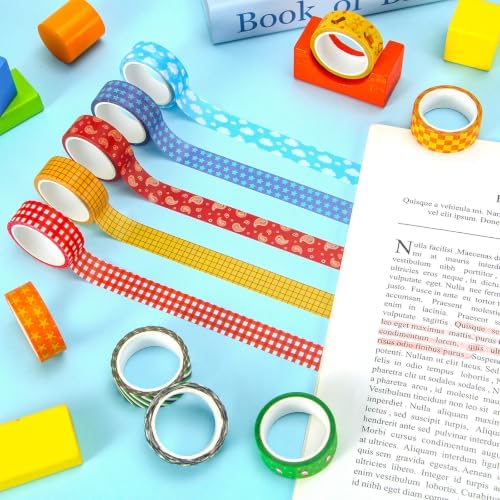 FYSUIMU 12 Rolls Cartoon Story Washi Tape Colorful Toy Themed Masking Tape Set Space Adventure Decorative Paper Tapes for Scrapbook Journal DIY Art Craft Supplies