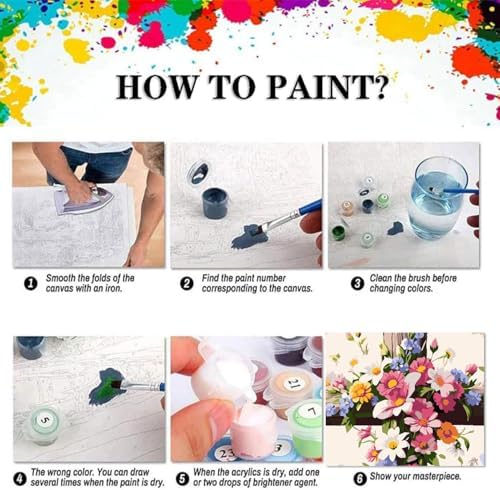 EIBEILI Christian Cross Paint by Numbers Kit for Adults Beginner,Flower Adult Paint by Number Kits on Canvas,Easy Canvas Paint by Numbers for Adults for Home Wall Decoration 14 X 14 inch