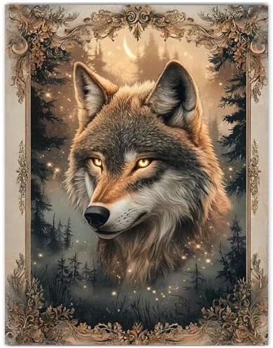 CRZMODE Wolf Paint by Numbers Kit for Adults, Wolf Paint by Numbers for Adults, Acrylic Painting Crafts for Home Decor Gift (16x20inch)