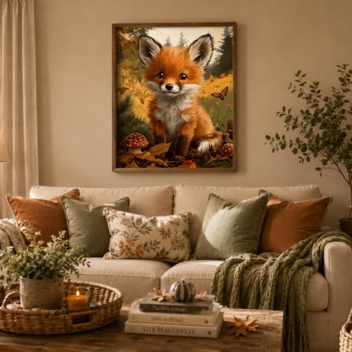 Acelii Fox Diamond Painting Kits for Adults Beginners, Autumn Gem Painting | 5D Diamond Art Painting for Adults, Gem Art Kits for Adults, Paint by Diamonds DIY Wall Decor Gift11.8X15.7Inch