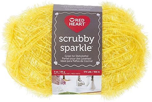 Red Heart Scrubby Sparkle Yarn, Lemon
