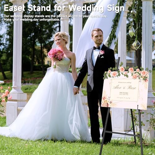 Black Easel Stand for Sign 2Pack, 4-Tier Metal Easel with Adjustable Chain | Heavy Duty Art Easel for Painting, Wedding Sign, Party, Posters & Commercial Display