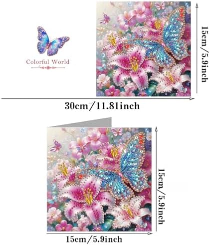 LSQFS 6Pcs Butterfly Diamond Painting Greeting Cards Kits for Adults