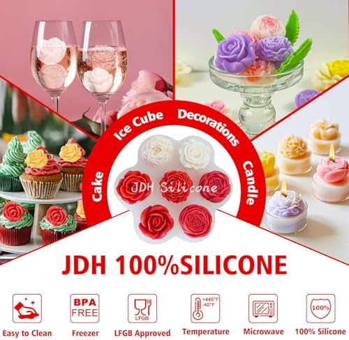 7 Cavity Flower Silicone Molds Valentine's Day Candle Mold Candle Fondant