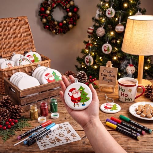 Zubebe 24 Pcs 2.36 Inch Christmas Blank White Ball Ornaments