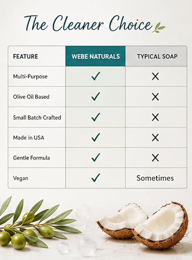 WEBE Naturals Pure Unscented Castile Soap Refill, 64 Oz | Face, Body Wash, Dishes, Pets & Laundry