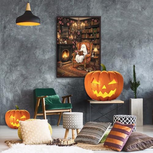 pchmcu Paint by Numbers Halloween for Adults, Acrylic Oil Painting by Numbers Kits for Beginner with Paintbrushes Brushes Art Crafts Canvas for Home Decor 16x20 inch