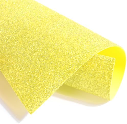 10 Sheets Glitter Cardstock Paper Self-adhesive Backs 30 X 20cm A4 Paper for Easter Father's Day Decor Table Decorations, DIY Crafts Card Scrapbook (Yellow)