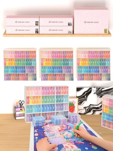 forever young 60PCS Diamond Painting Storage Containers Trays ＆ Stand