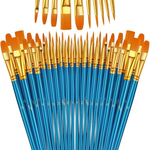 Paint Brushes Set, 16 Pack 160 Pcs Round-Pointed Tip Paintbrushes Nylon Hair Artist Acrylic Paint Brushes for Acrylic Oil Watercolor, Face Nail Art, Miniature Detailing & Rock Painting, Blue