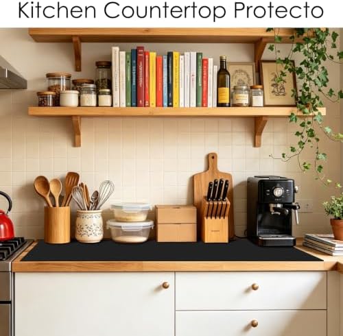 Thick(2MM) Extra Large Silicone Mat For Kitchen Counter 39.4"x23.6" Silicone Table Mat For Resin Workbench Mat Heat Resistant Mat Coffee BarMat, Black