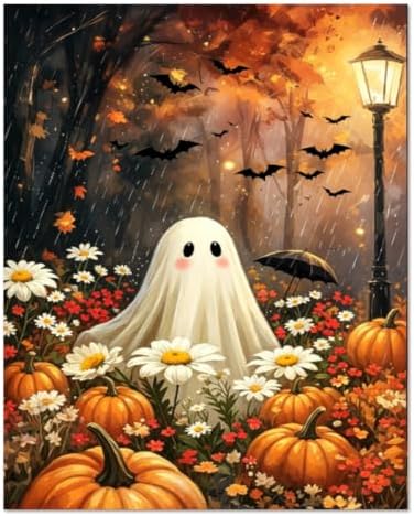 WULINHUAFA Halloween Paint by Numbers Adults Beginner 16x20 Inch | Ghost Adult Paint by Number Kits, DIY Acrylic Oil Easy Painting by Numbers for Gifts Home Wall Decor Without Frame