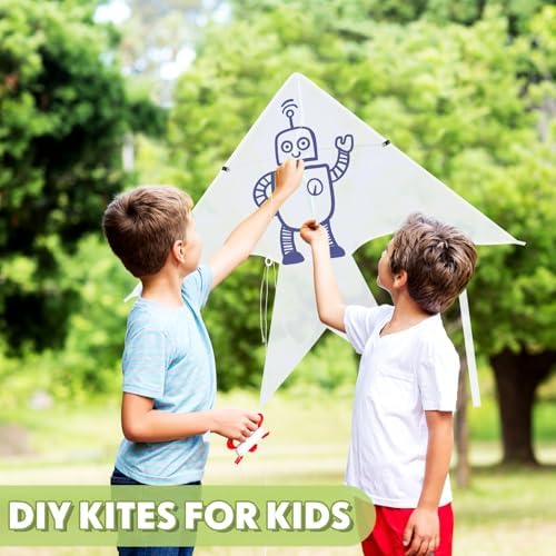 Libima 100 Pcs DIY Blank Kites for Kids Bulk Large Kite Making Kit Easy to Fly Set Party with Watercolor Pens and String Decorating Coloring Party Set for Craft Outdoor Games (Swallow Fish)