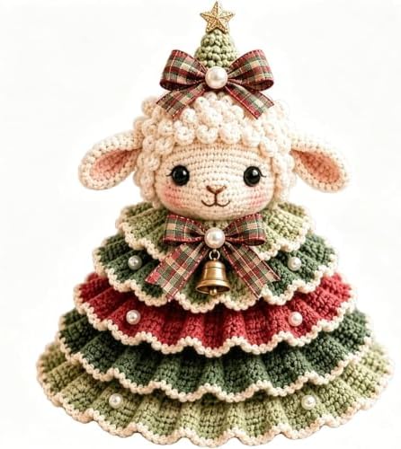 Crochet Animal Christmas Tree DIY Kit–Stitch a Little Christmas Magic，Sheep