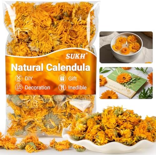 Sukh 3oz Dried Calendula Flowers Bulk - Natural Marigold for Soap Making
