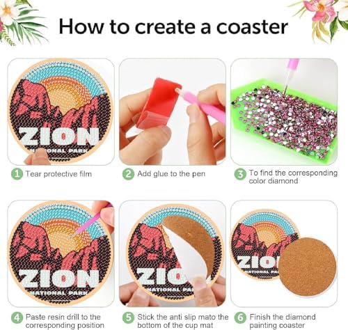 8 Pcs National park Diamond Art Coasters Kits,Diamond Painting Coasters ﻿ ﻿