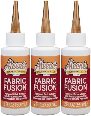 Aleene's Fusion Fabric Adhesive 2 fl oz 3-Pack, Washable Fabric Glue for Clothes, Denim, Leather, Polyester, Cotton, Fabrics, Dries Flexible