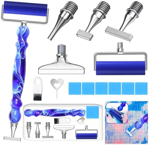 Huanlys Diamond Painting Pens, Diamond Art Pen Tools Accessories Kit with Thin Screw Steel Metal Tip Nibs, Roller for Art Crafts & Nail Art, Comfort Grip and Faster Drilling