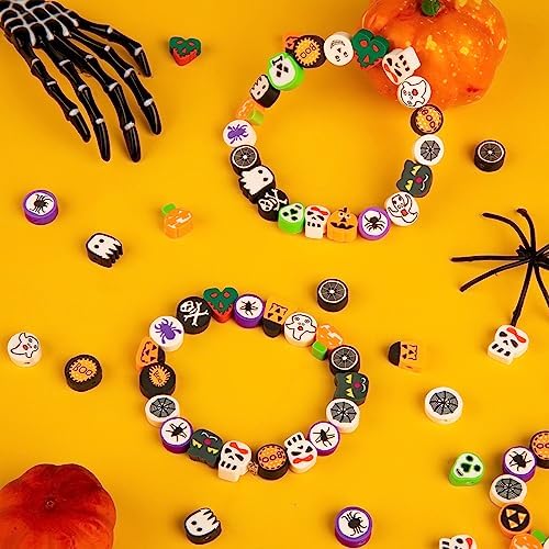 200 Pcs Halloween Polymer Clay Beads, Mixed Heishi Spacer Beads Supplies