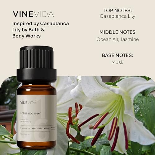 VINEVIDA [0.33oz] Casablanca Lily Fragrance Oil - Lily Scent for Candle & Soap Making, Made in USA