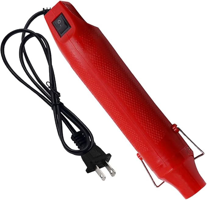 Mini Heat Gun - 220V 300W Portable Handheld Hot Air Gun Tool for DIY Craft Embossing - Electric Heating Tool with Stand & Power Cord for Car Vinyl Wrap/Shrink Wrapping PVC/Drying Paint(Red)