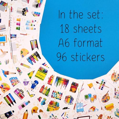 100Pcs Art Stickers, Crayon Stickers, Paint Laptop Decals, Painting Decals - Art Party Supplies, Paint Party Supplies, Gifts for Women & Men