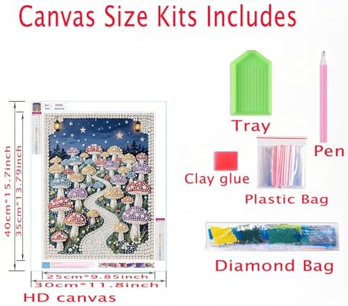 DIYBEADDOT Colored Mushrooms Diamond Pearl Painting Kits for Adults,5D Special Shape Diamond Art Pearl Painting Kits for Beginner,DIY Gem Dot Picture Craft for Home Wall Decor 12x16 inch