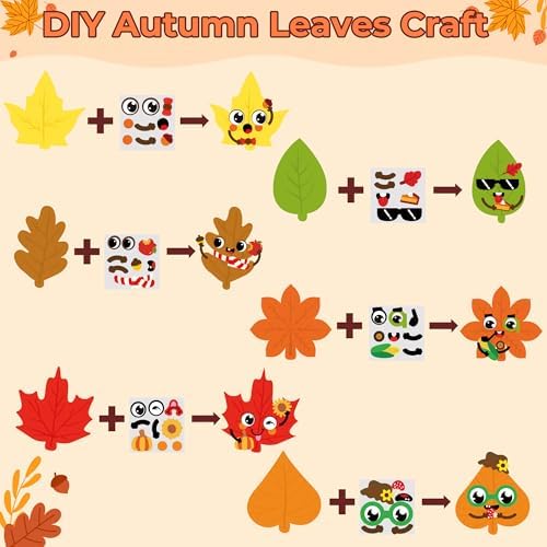 Haooryx Autumn Maple Leaves DIY Fall Leaf Magnet Stickers Art Craft Kit