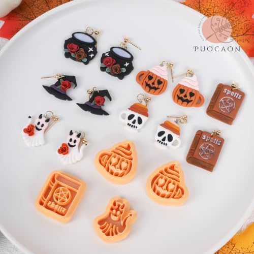 Puocaon Halloween Polymer Clay Cutters for Jewelry Ghost Earrings Making