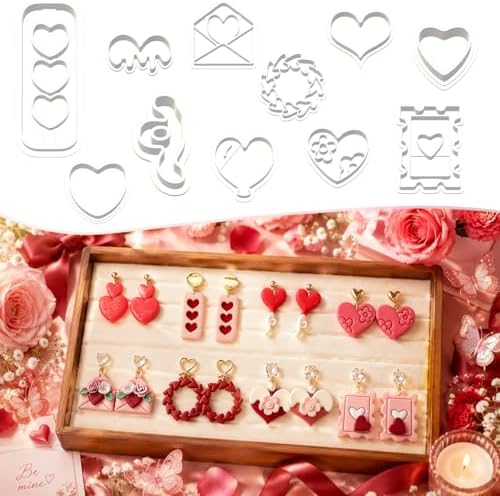11 Pcs Heart & Love Themed Polymer Clay Cutters Set - Valentine's Day, Wedding & Engagement Clay Cutters for Polymer Clay Jewelry Making, Fit Gift for Wife