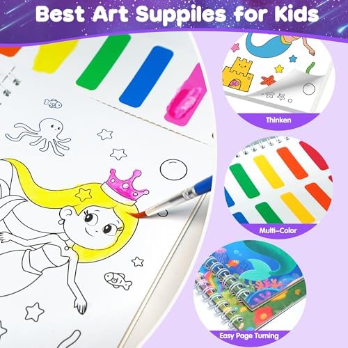 ZIZZ 24Pack Paint with Water Coloring Books for Kids Ages 4-8 Party Favors No-Mess Travel Activity Arts and Crafts Classroom Prizes Birthday Gifts Goodie Bag Stuffers