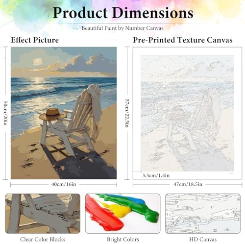 Dawnsphere Beach Paint by Numbers Kit for Adults Without Frame 16x20 in