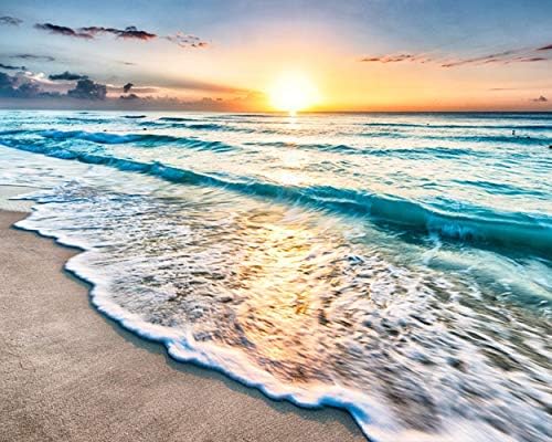 TUMOVO Paint by Numbers for Adults Beach Landscape DIY Canvas Painting Kit