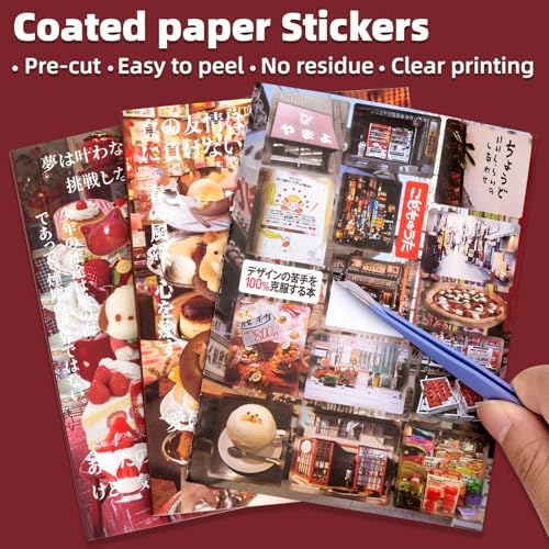 Japanese Food Style Sticker Scrapbooking Supplies for Junk Journal, 40 Sheets Stickers TZ013003