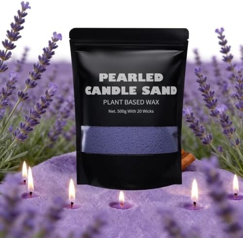 Natural Pearled Sand Candle,1.1LB Purple Sand Wax with 20 Wicks – Lavender Scented Candle, Relaxing Aromatherapy, Stress Relief, Long-Lasting Burn for Birthdays Christmas Anniversaries Home Decor