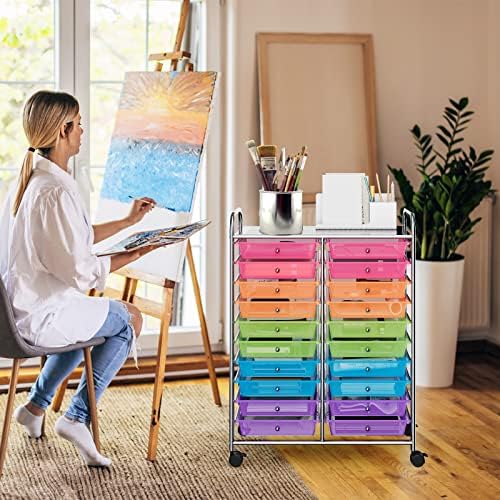 COSTWAY 20-Drawer Rolling Storage Cart, Utility Storage Organizer Cart