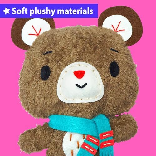 KRAFUN Teddy Bear Sewing Kit for Kids Ages 8-12 - No Scissors