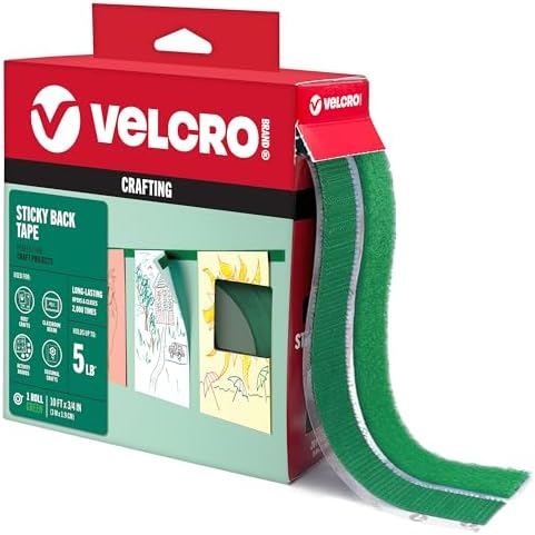 VELCRO Brand Colors | Green Sticky Back Tape | 10ft Roll with Adhesive, Cut Strips to Length | Mount Classroom Décor, Create Seasonal Craft Projects | Organize Home or Office