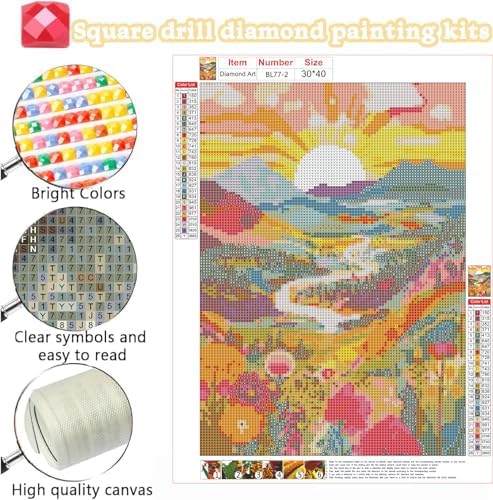 EIBEILI 3-Piece Square Adult Diamond Art Set,Mountains Diamond Painting Kit, 5D Diamond Art Kit DIY Diamond Dot Gemstone Artist Home Wall Decor,12x16 inch