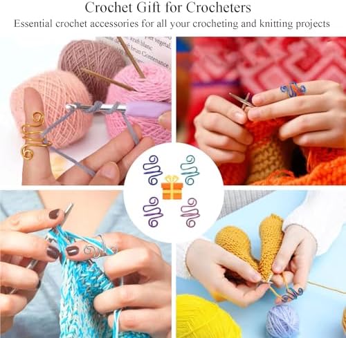 4Pcs Crochet Rings for Finger, Crochet Tension Ring for Crocheting Open Adjustable Yarn Guide Crochet Tension Ring Crochet Accessories Knitting Ring for Finger (Multicolor-A), SATONBEYI