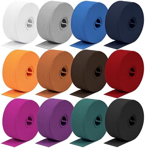 Airisoer Elastic Bands for Sewing 12 Rolls 1 Inch x 2.2 Yards, Dark Colors