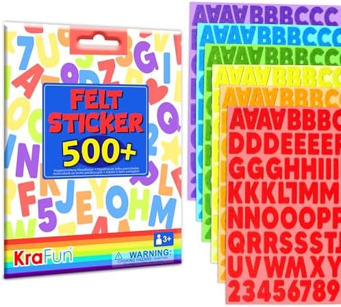 KRAFUN 500+ Felt Letter Stickers No-Mess for Toddlers Ages 3+