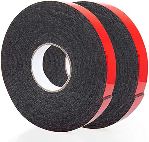 Double Sided Foam Tape 1.18In x 33FT 2 Pack, Mounting Tape Heavy Duty, Strong Adhesive Weatherproof Seal Strips for DIY Craft Picture Poster, Car & Gap Filling Mountings, Home Office Decor (Black)