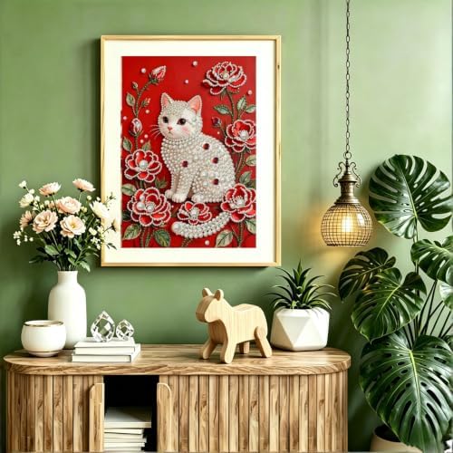 5D Cat Diamond Pearl Painting Kits for Adults,Diamond Art Kits 12 X16 In