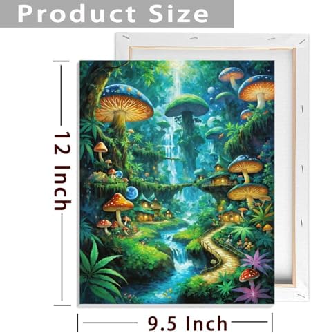 ldazao Mushroom Framed Paint by Numbers Kit for Adults Beginner Mushrooms Forest Adult Paint by Number Artist Kits On Canvas DIY Oil Painting Kits for Gift Wall Decor 9.5x12 Inch