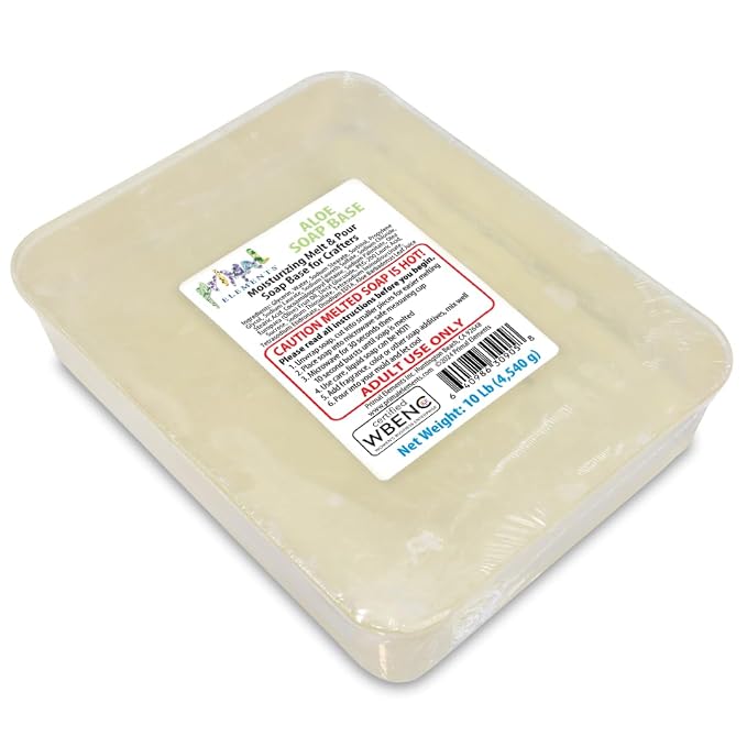 Primal Elements Aloe Soap Base - Moisturizing Melt and Pour Glycerin Soap Base for Crafting and Soap Making, Easy to Cut - 10 Pound